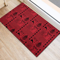 Papua New Guinea Heritage Motif Rubber Doormat Red Version