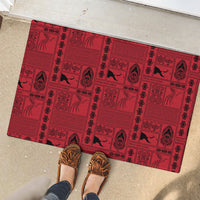 Papua New Guinea Heritage Motif Rubber Doormat Red Version