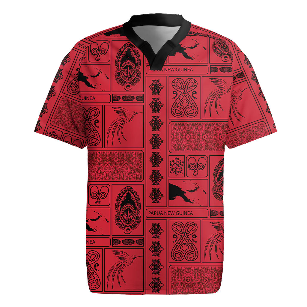 Papua New Guinea Heritage Motif Rugby Jersey Red Version