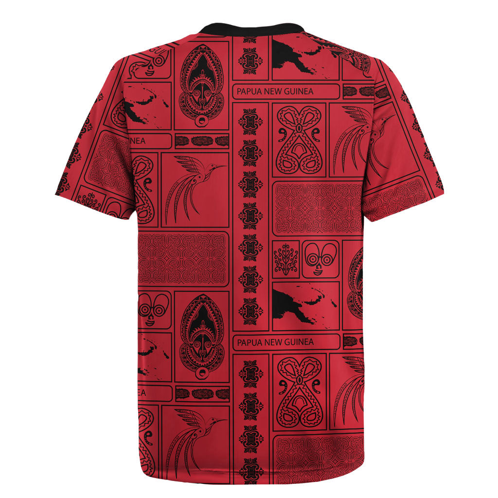 Papua New Guinea Heritage Motif Rugby Jersey Red Version