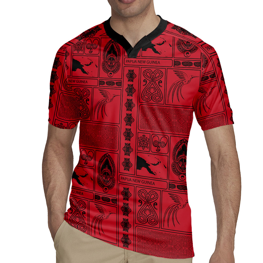Papua New Guinea Heritage Motif Rugby Jersey Red Version