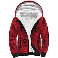Papua New Guinea Heritage Motif Sherpa Hoodie Red Version