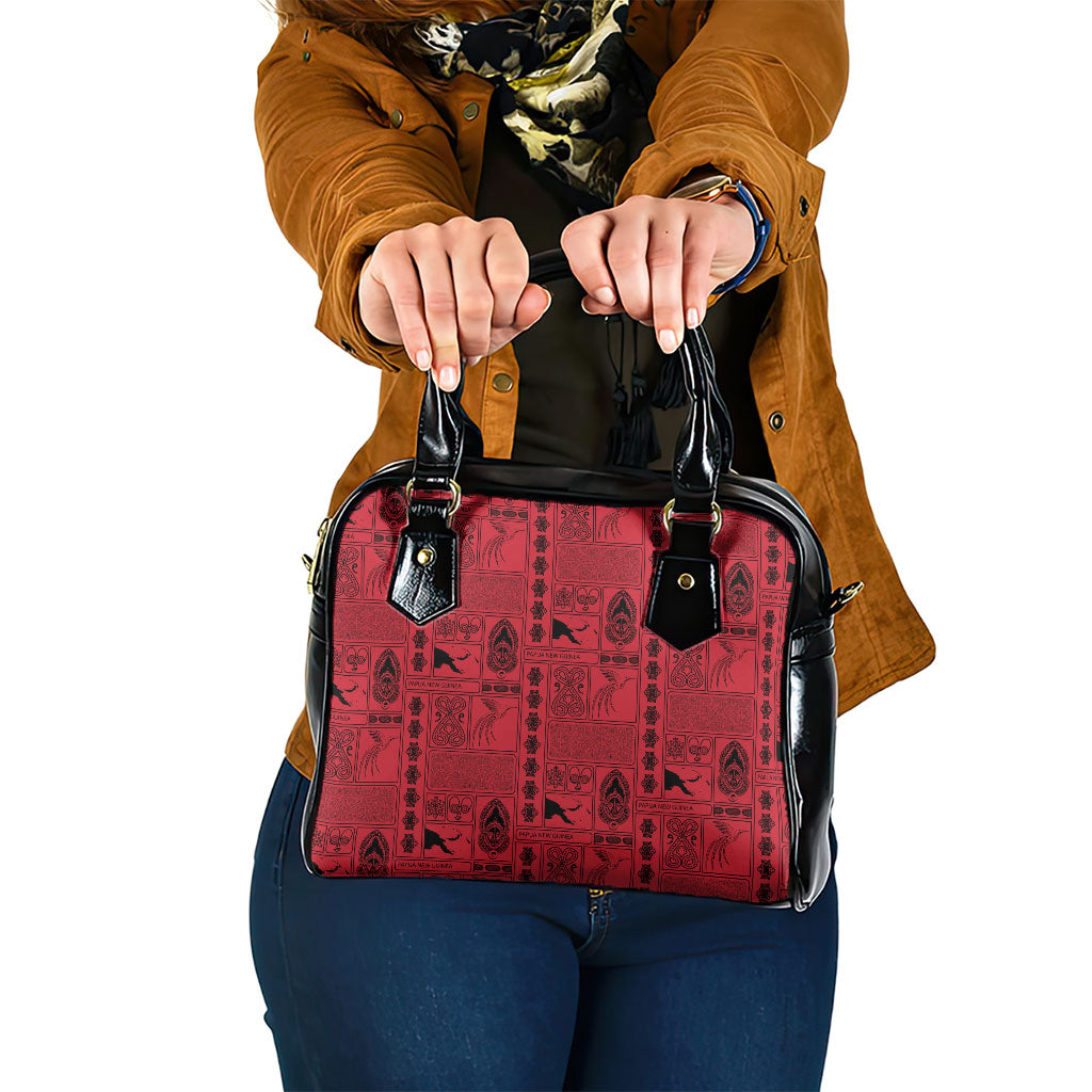 Papua New Guinea Heritage Motif Shoulder Handbag Red Version