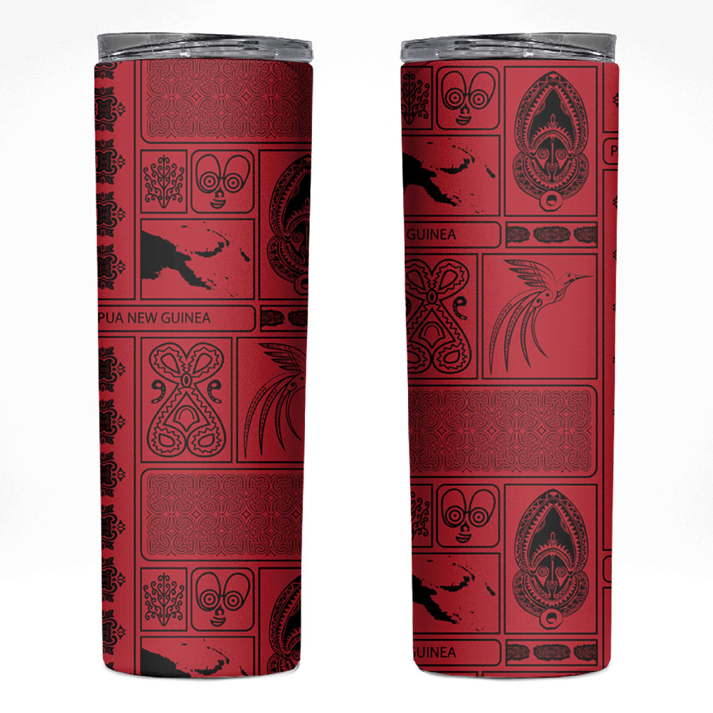 Papua New Guinea Heritage Motif Skinny Tumbler Red Version
