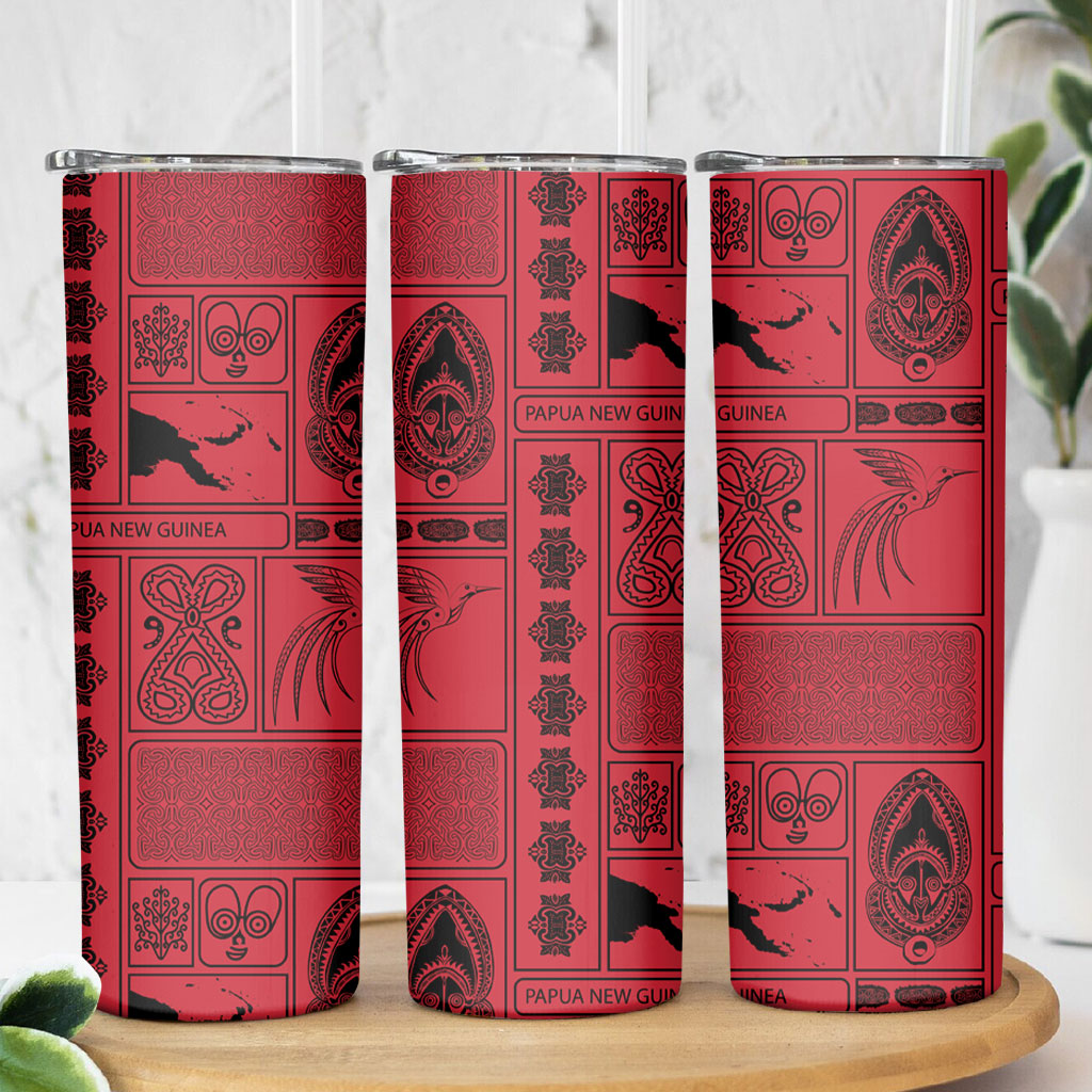 Papua New Guinea Heritage Motif Skinny Tumbler Red Version