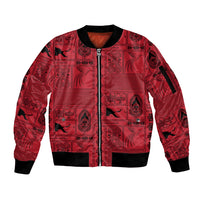 Papua New Guinea Heritage Motif Sleeve Zip Bomber Jacket Red Version