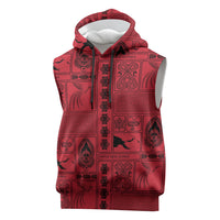 Papua New Guinea Heritage Motif Sleeveless Hoodie Red Version