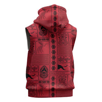 Papua New Guinea Heritage Motif Sleeveless Hoodie Red Version