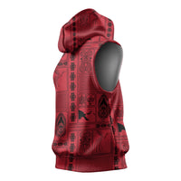 Papua New Guinea Heritage Motif Sleeveless Hoodie Red Version