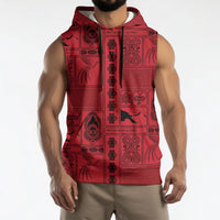Papua New Guinea Heritage Motif Sleeveless Hoodie Red Version