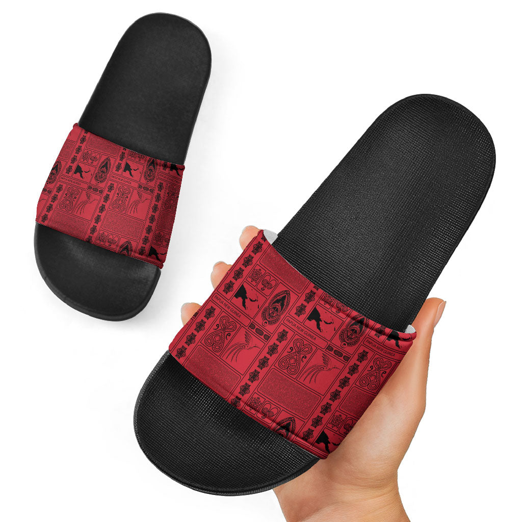 Papua New Guinea Heritage Motif Slide Sandals Red Version