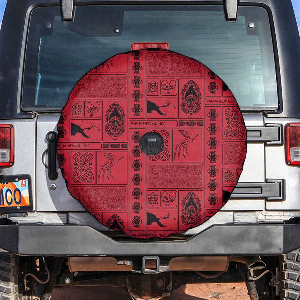 Papua New Guinea Heritage Motif Spare Tire Cover Red Version