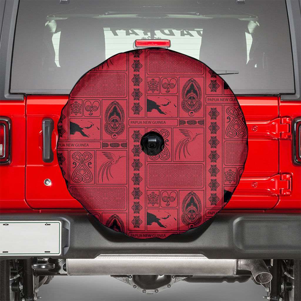 Papua New Guinea Heritage Motif Spare Tire Cover Red Version