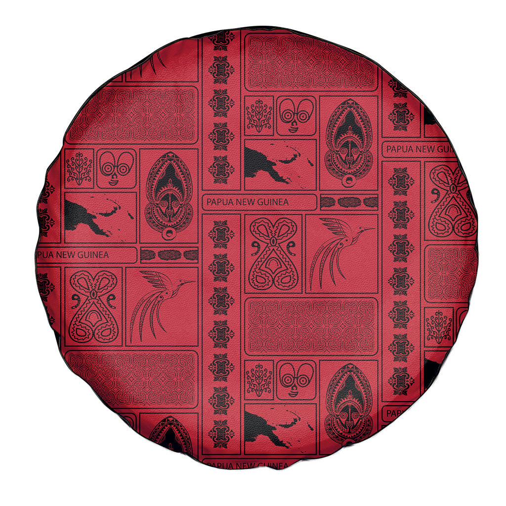 Papua New Guinea Heritage Motif Spare Tire Cover Red Version