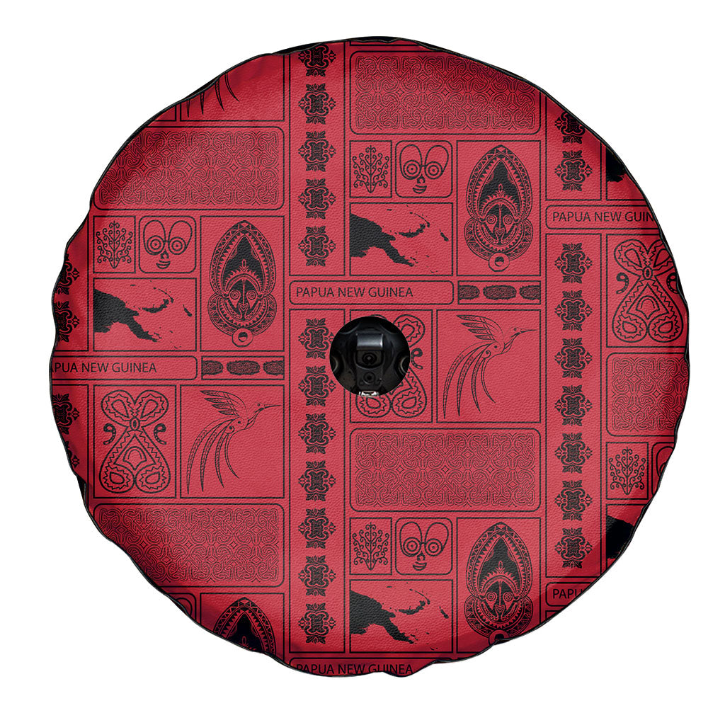 Papua New Guinea Heritage Motif Spare Tire Cover Red Version