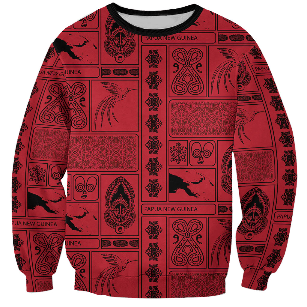 Papua New Guinea Heritage Motif Sweatshirt Red Version