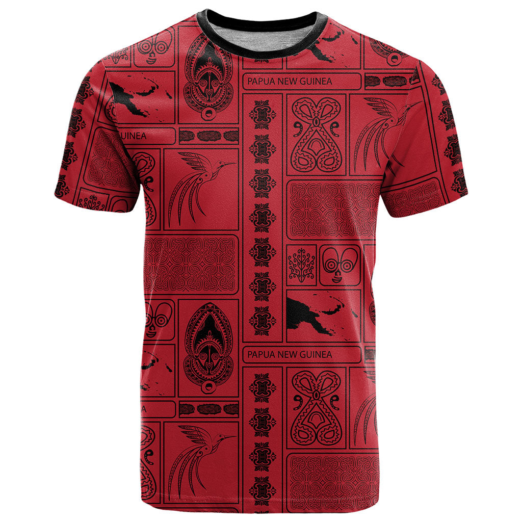 Papua New Guinea Heritage Motif T Shirt Red Version LT05 Red - Polynesian Pride