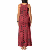 Papua New Guinea Heritage Motif Tank Maxi Dress Red Version