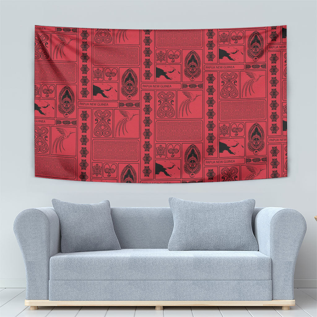 Papua New Guinea Heritage Motif Tapestry Red Version