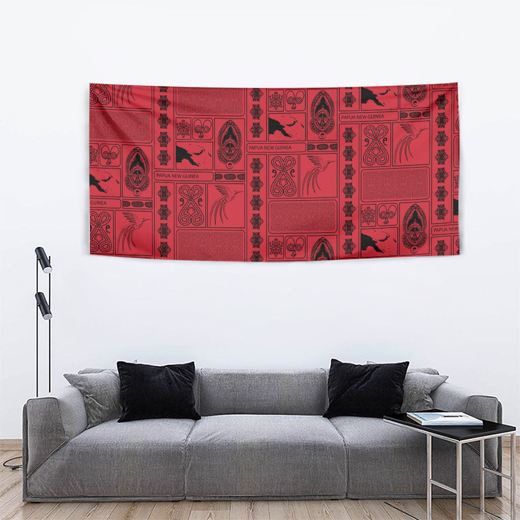 Papua New Guinea Heritage Motif Tapestry Red Version