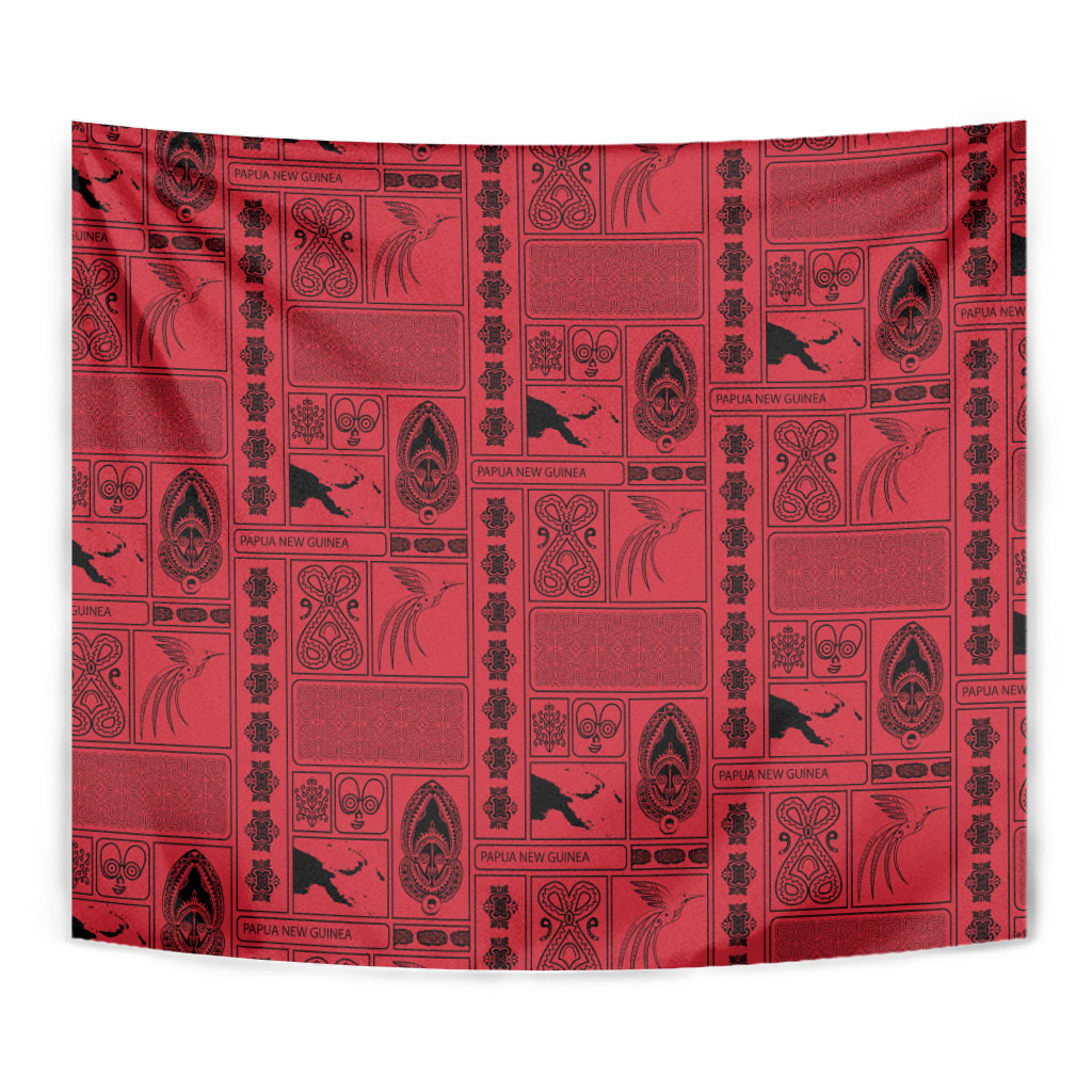 Papua New Guinea Heritage Motif Tapestry Red Version