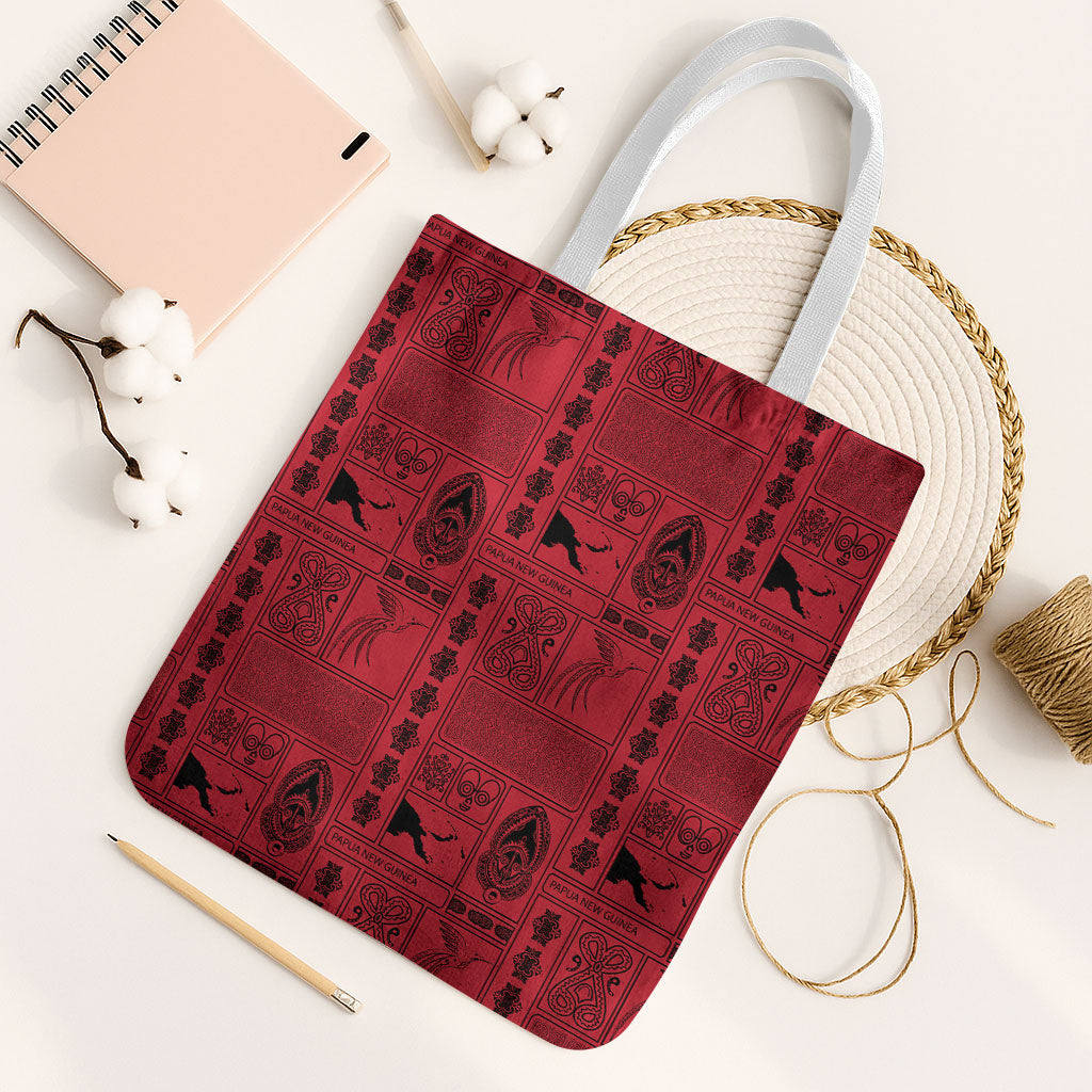 Papua New Guinea Heritage Motif Tote Bag Red Version