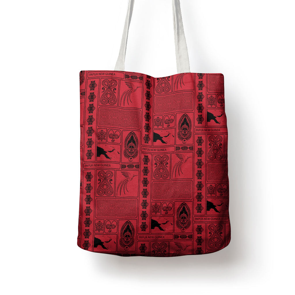 Papua New Guinea Heritage Motif Tote Bag Red Version