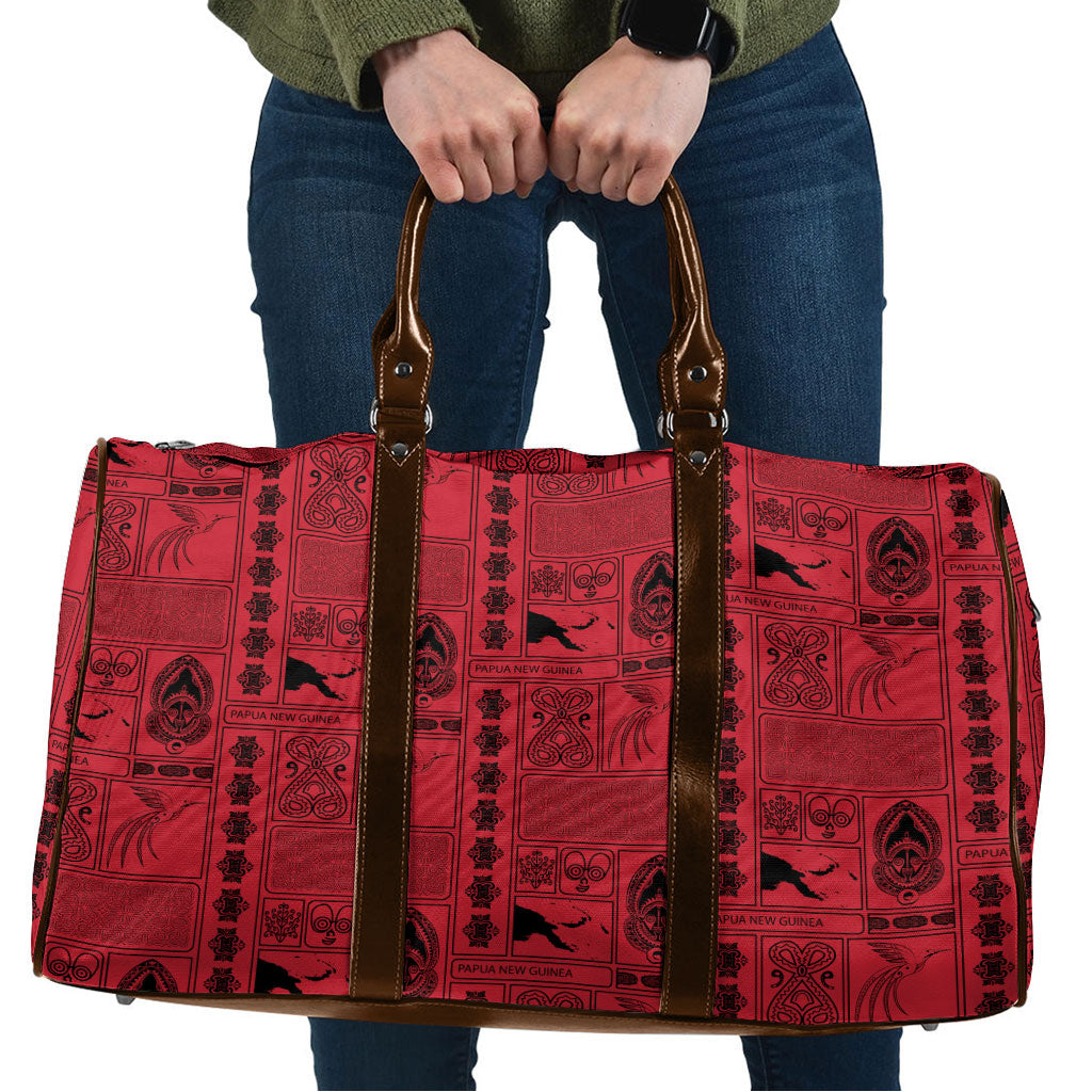 Papua New Guinea Heritage Motif Travel Bag Red Version