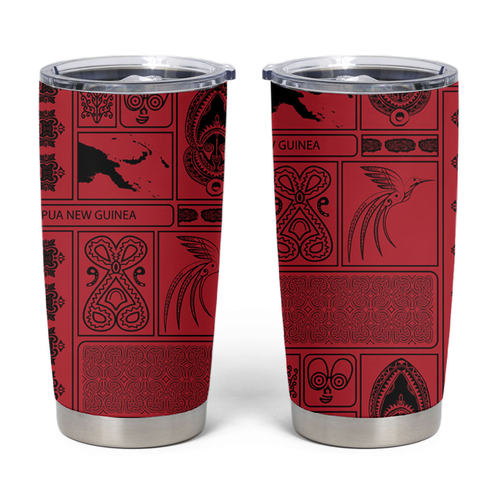Papua New Guinea Heritage Motif Tumbler Cup Red Version