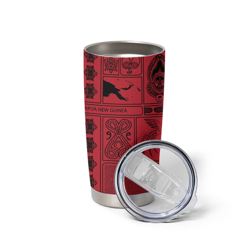 Papua New Guinea Heritage Motif Tumbler Cup Red Version