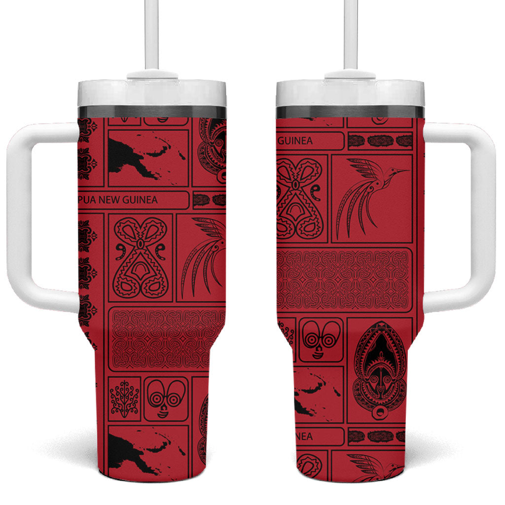 Papua New Guinea Heritage Motif Tumbler With Handle Red Version