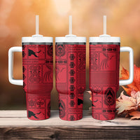 Papua New Guinea Heritage Motif Tumbler With Handle Red Version