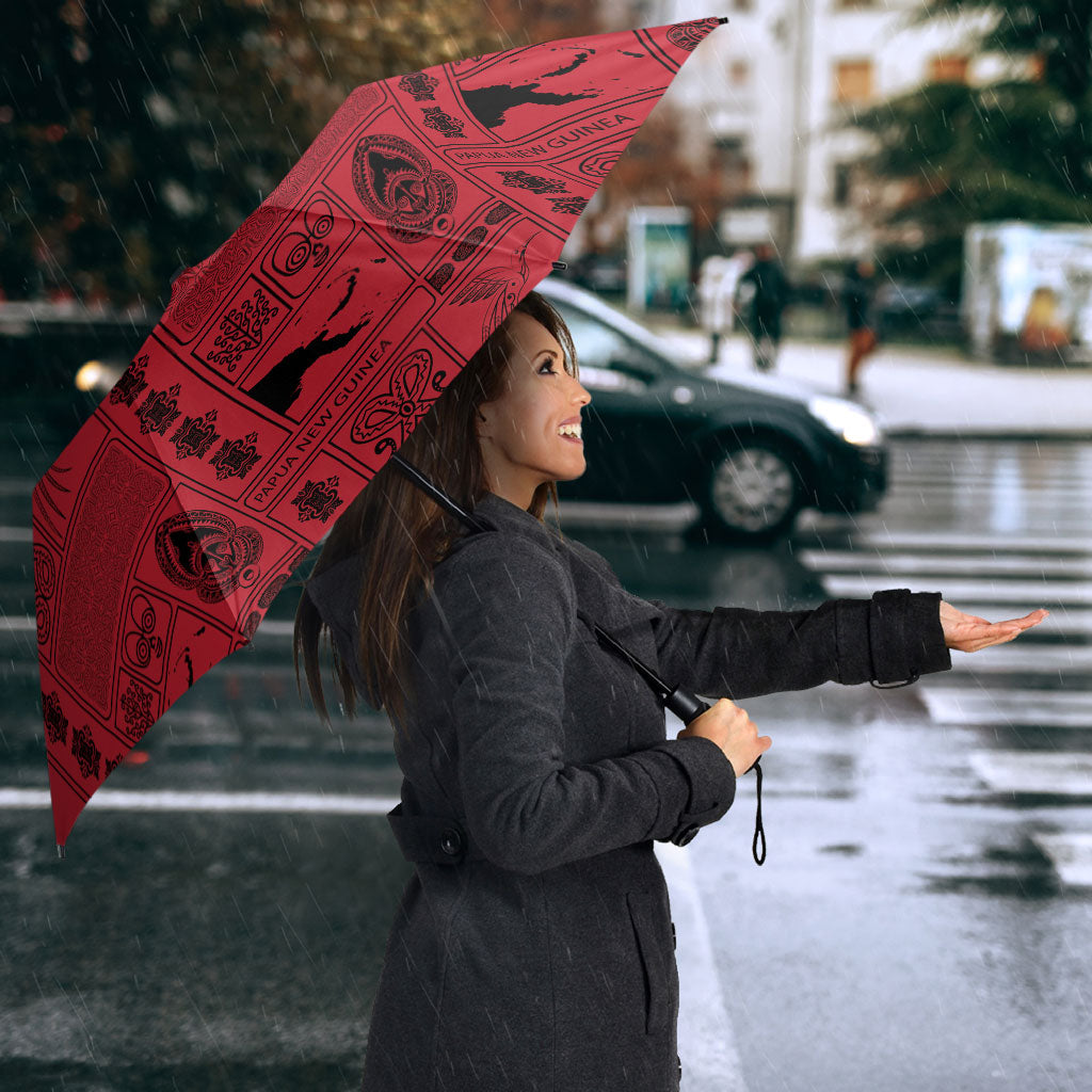 Papua New Guinea Heritage Motif Umbrella Red Version