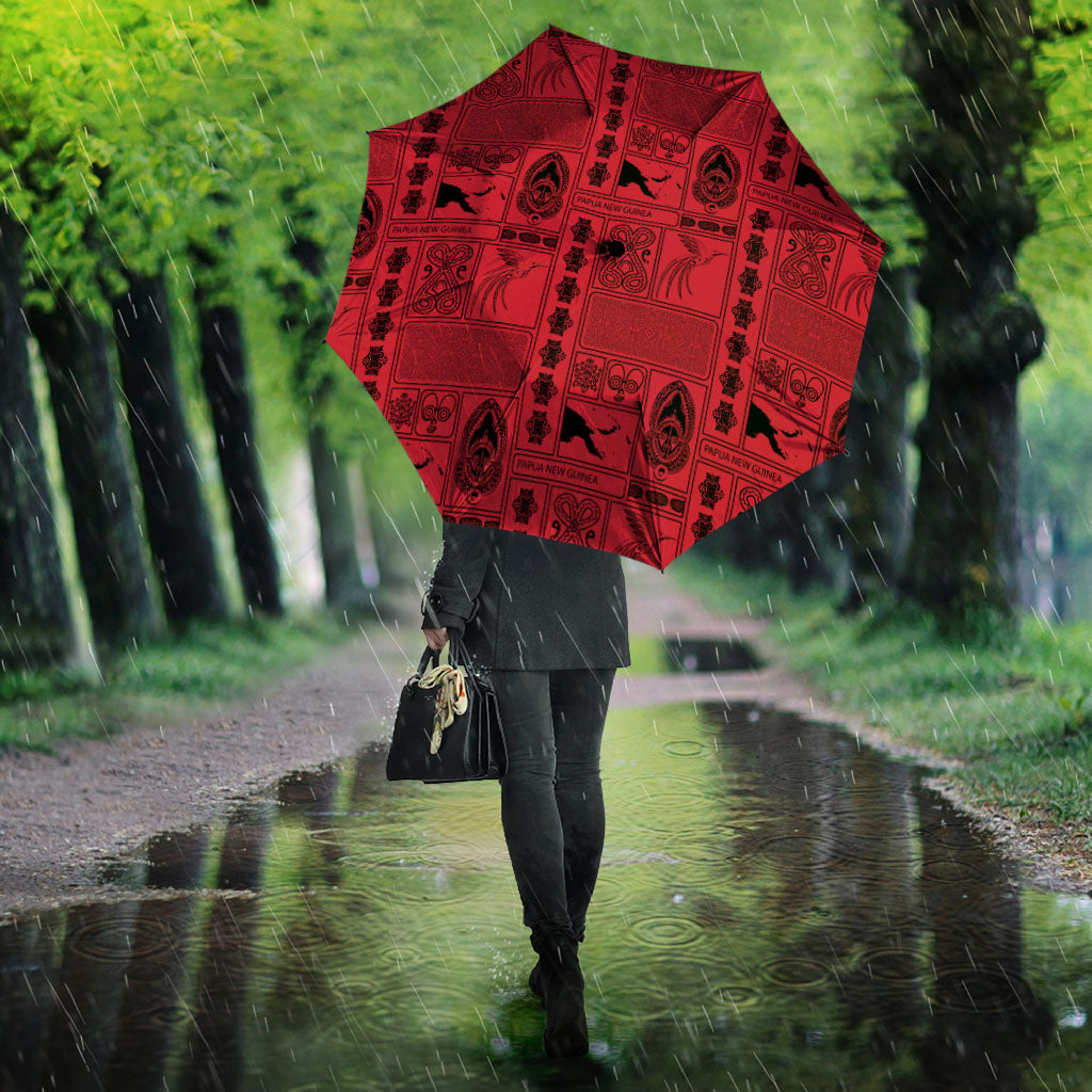 Papua New Guinea Heritage Motif Umbrella Red Version