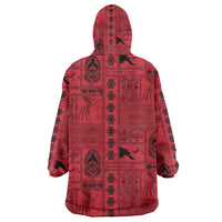 Papua New Guinea Heritage Motif Wearable Blanket Hoodie Red Version