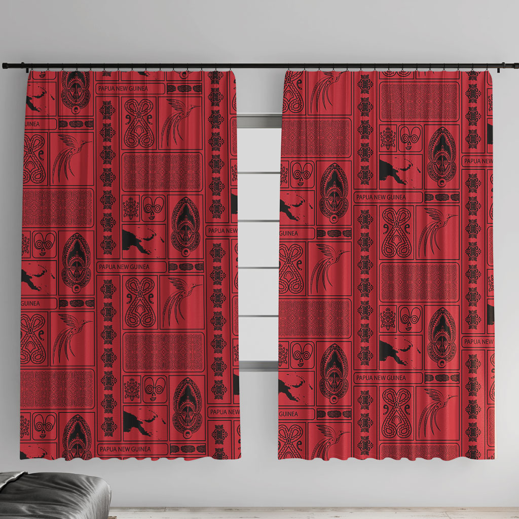 Papua New Guinea Heritage Motif Window Curtain Red Version