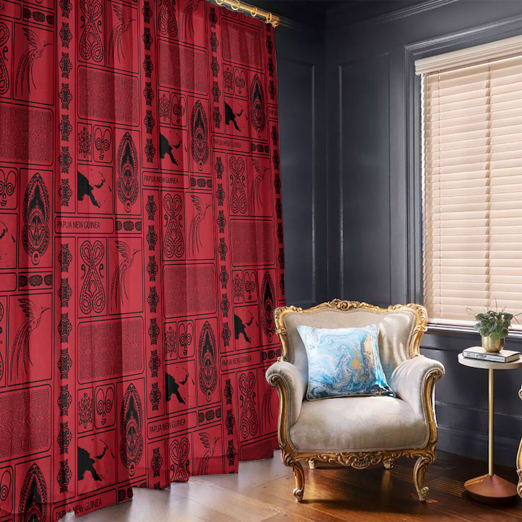 Papua New Guinea Heritage Motif Window Curtain Red Version