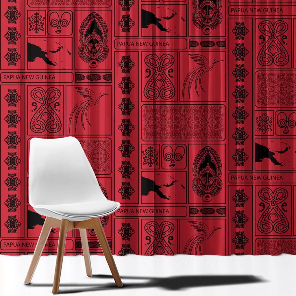 Papua New Guinea Heritage Motif Window Curtain Red Version