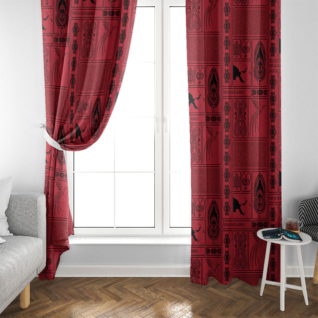Papua New Guinea Heritage Motif Window Curtain Red Version