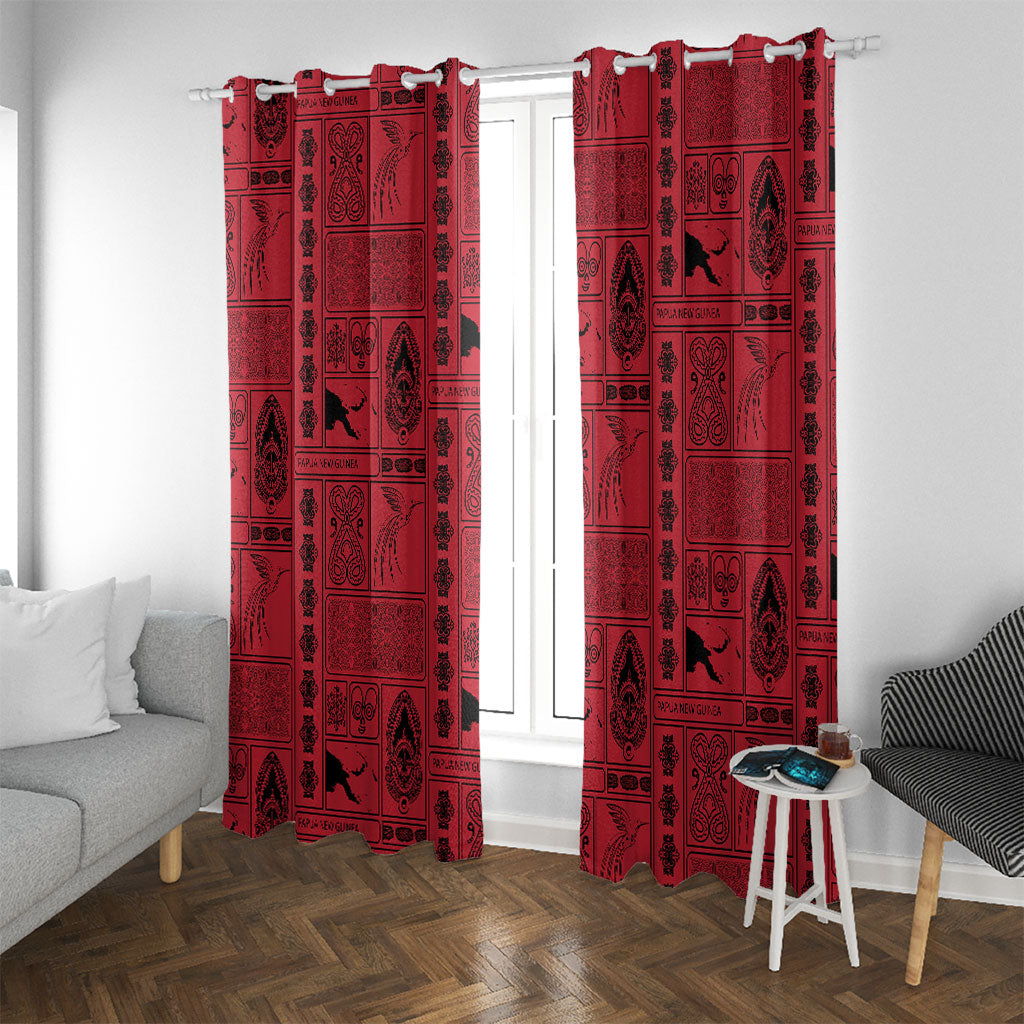 Papua New Guinea Heritage Motif Window Curtain Red Version