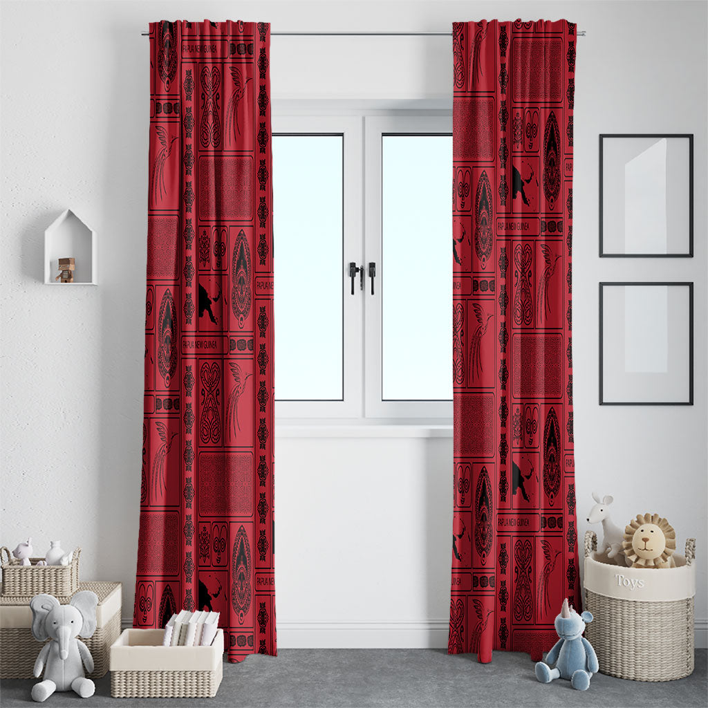 Papua New Guinea Heritage Motif Window Curtain Red Version