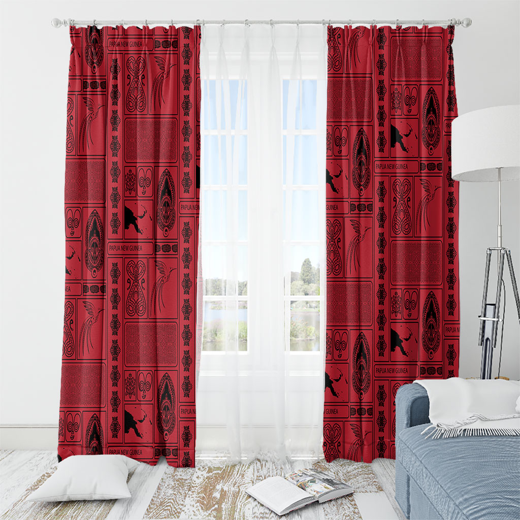 Papua New Guinea Heritage Motif Window Curtain Red Version