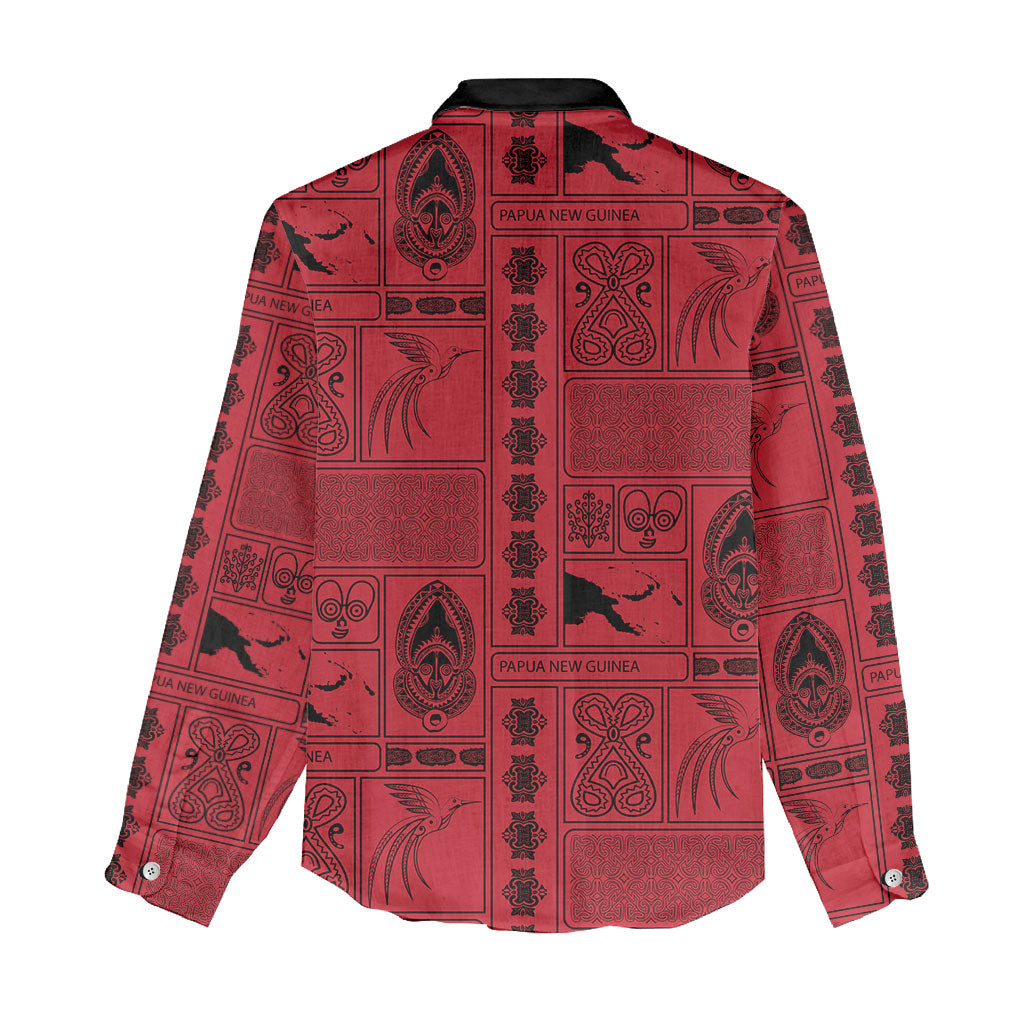 Papua New Guinea Heritage Motif Women Casual Shirt Red Version