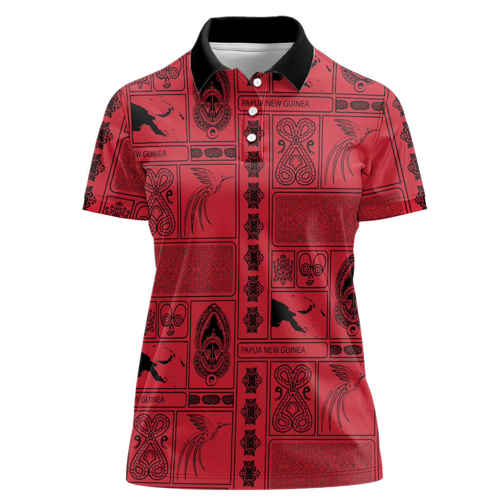 Papua New Guinea Heritage Motif Women Polo Shirt Red Version