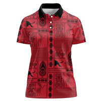 Papua New Guinea Heritage Motif Women Polo Shirt Red Version