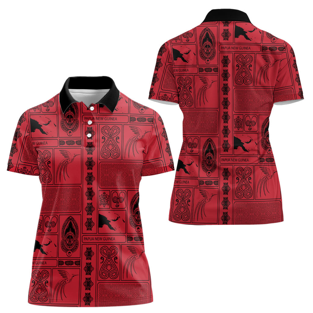Papua New Guinea Heritage Motif Women Polo Shirt Red Version