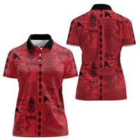 Papua New Guinea Heritage Motif Women Polo Shirt Red Version
