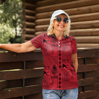 Papua New Guinea Heritage Motif Women Polo Shirt Red Version