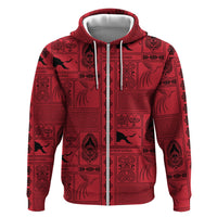 Papua New Guinea Heritage Motif Zip Hoodie Red Version