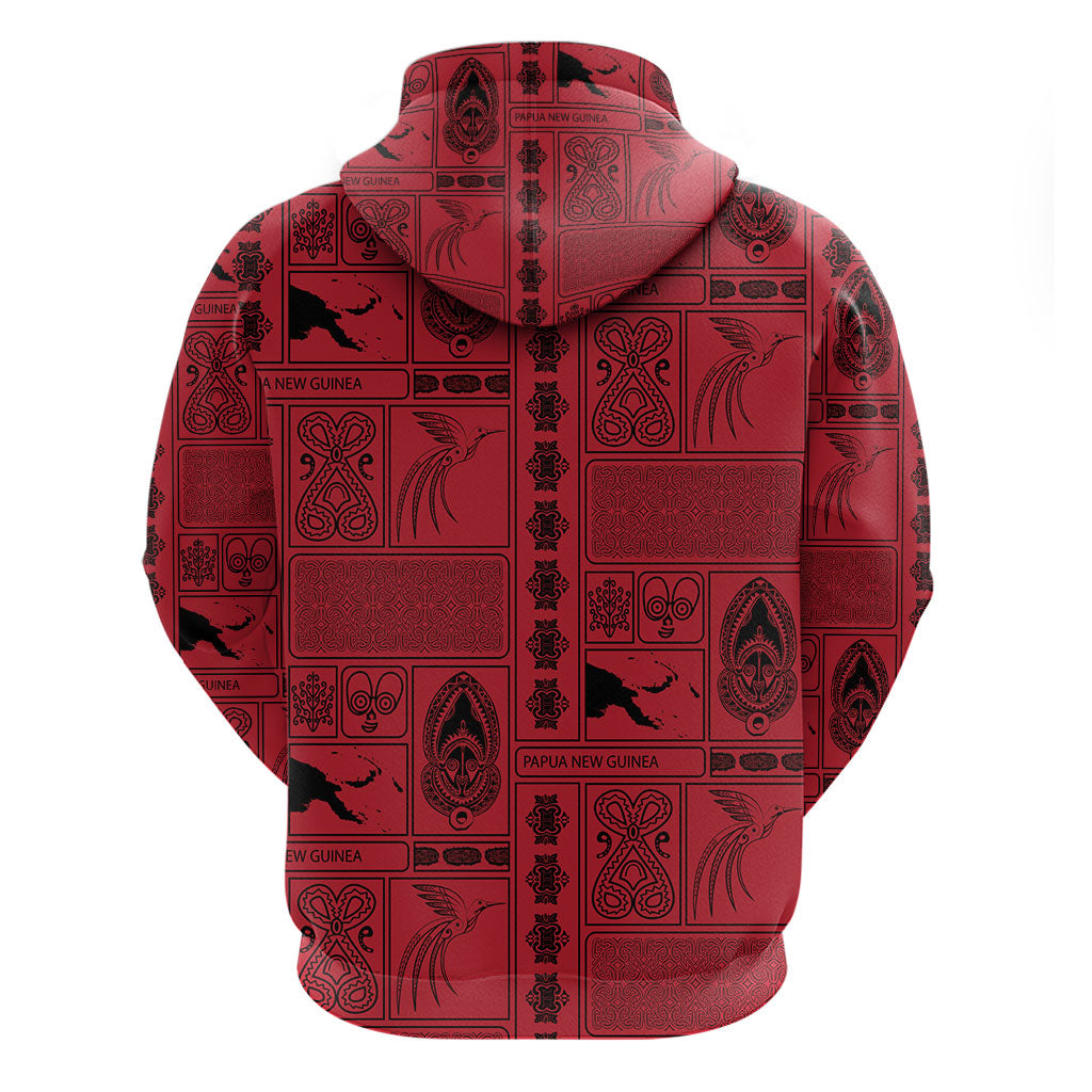Papua New Guinea Heritage Motif Zip Hoodie Red Version